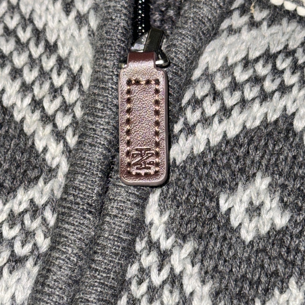 Izod Men’s Fair Isles Sweater Size L Gray 1/4 Zip Pullover Mock Neck Knit Nordic - Picture 6 of 7